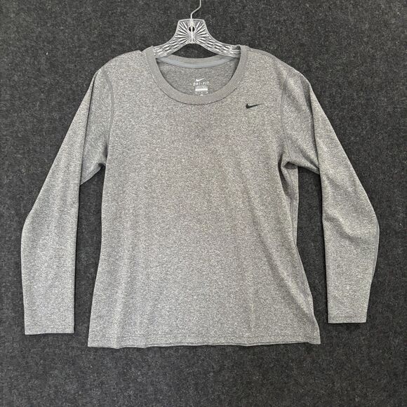 Nike Shirt Women's Medium Gray Dri-Fit Athletic Performance Workout Top - Picture 1 of 6